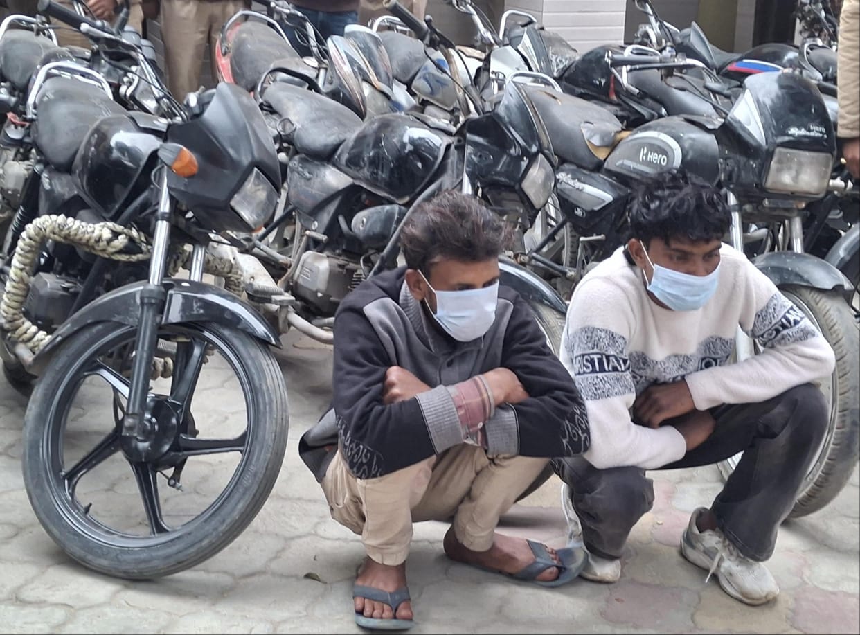 Two members of interstate vehicle theft gang arrested, 20 stolen bikes recovered