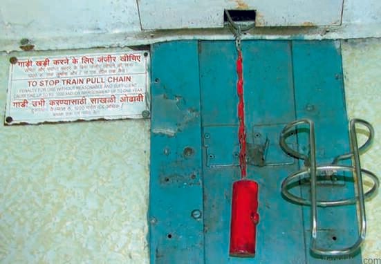 Don't care about the rules... mischievous people are pulling chains to stop the train's speed