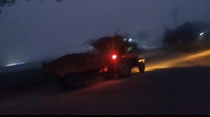 Video of tractor-trolleys filled with soil at night goes viral