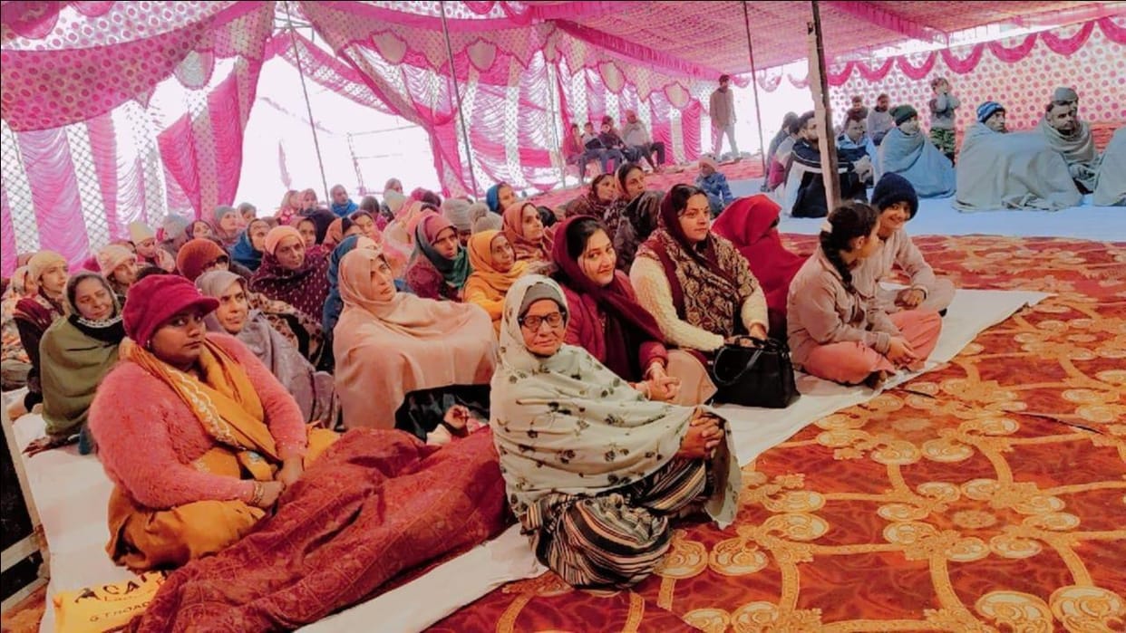 The pandal echoed with cheers and slogans celebrating Lord Krishna's birth