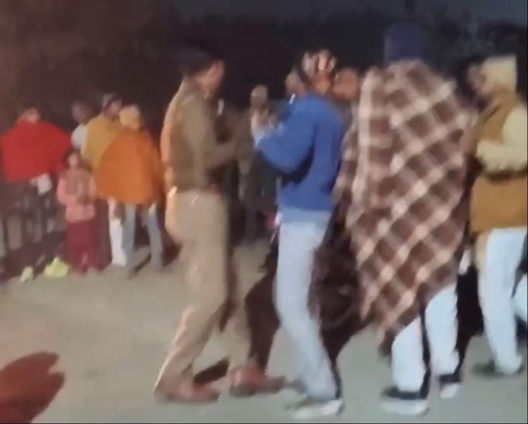 Two youths scuffled with the police during a fight.