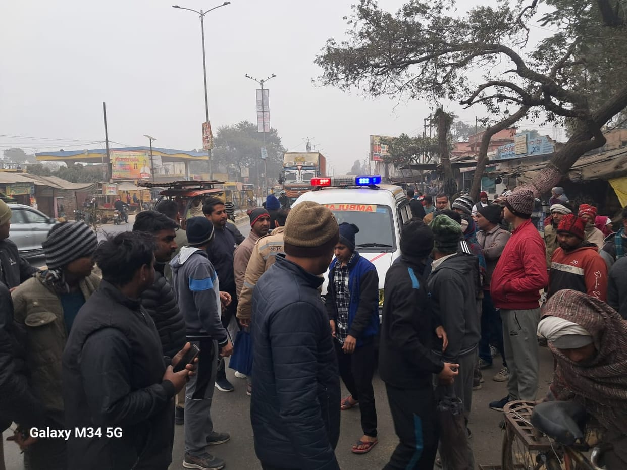 A woman on her way to undergo an eye operation was crushed by a truck and died on the spot.