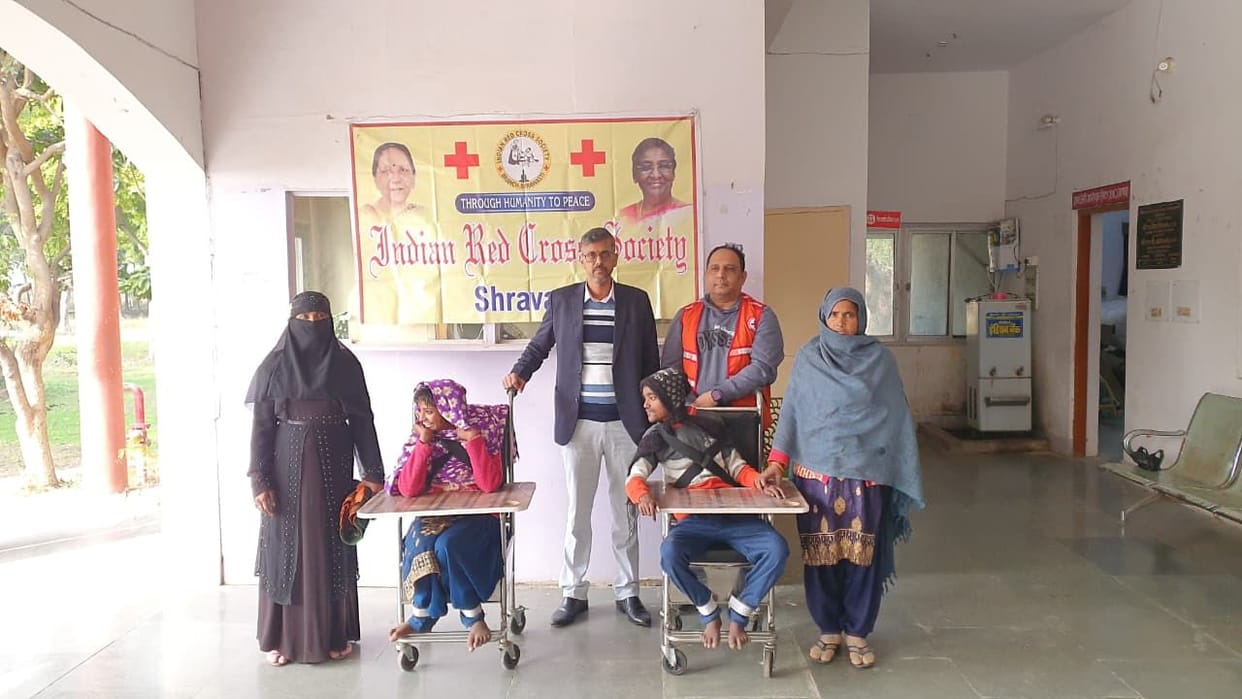 Disabled children received special wheelchairs and certificates were made.