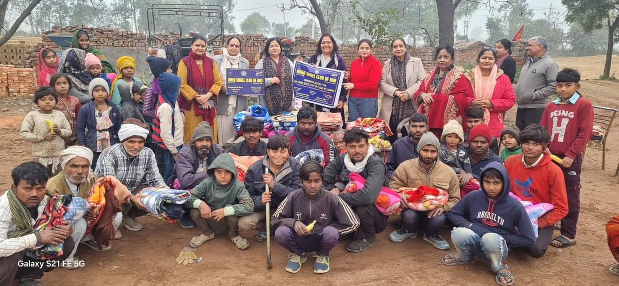Blankets were distributed to brick kiln workers.