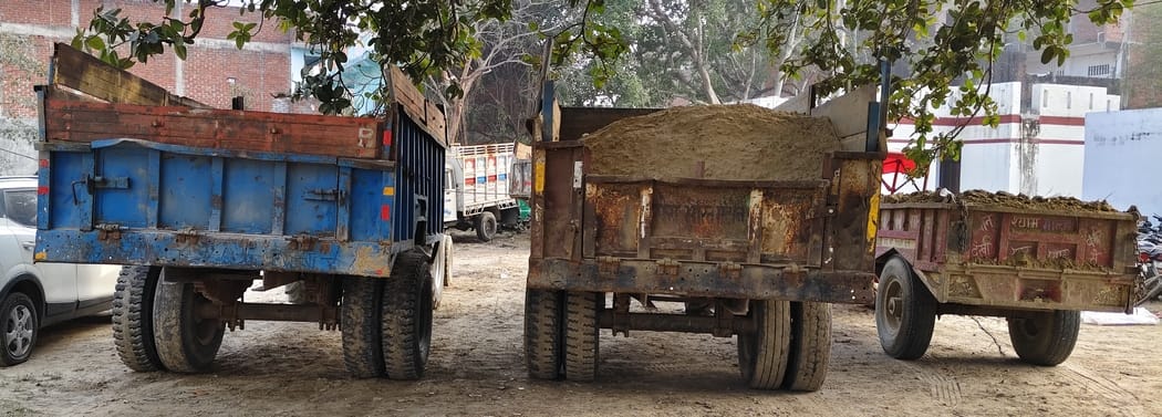 Three tractors and a trolley seized for illegal mining at Adampur Ganga Ghat