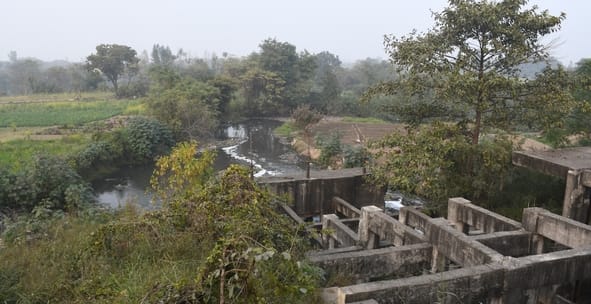 The drains flowing into the Gomti River at the same place from where the city's drinking water is drawn.