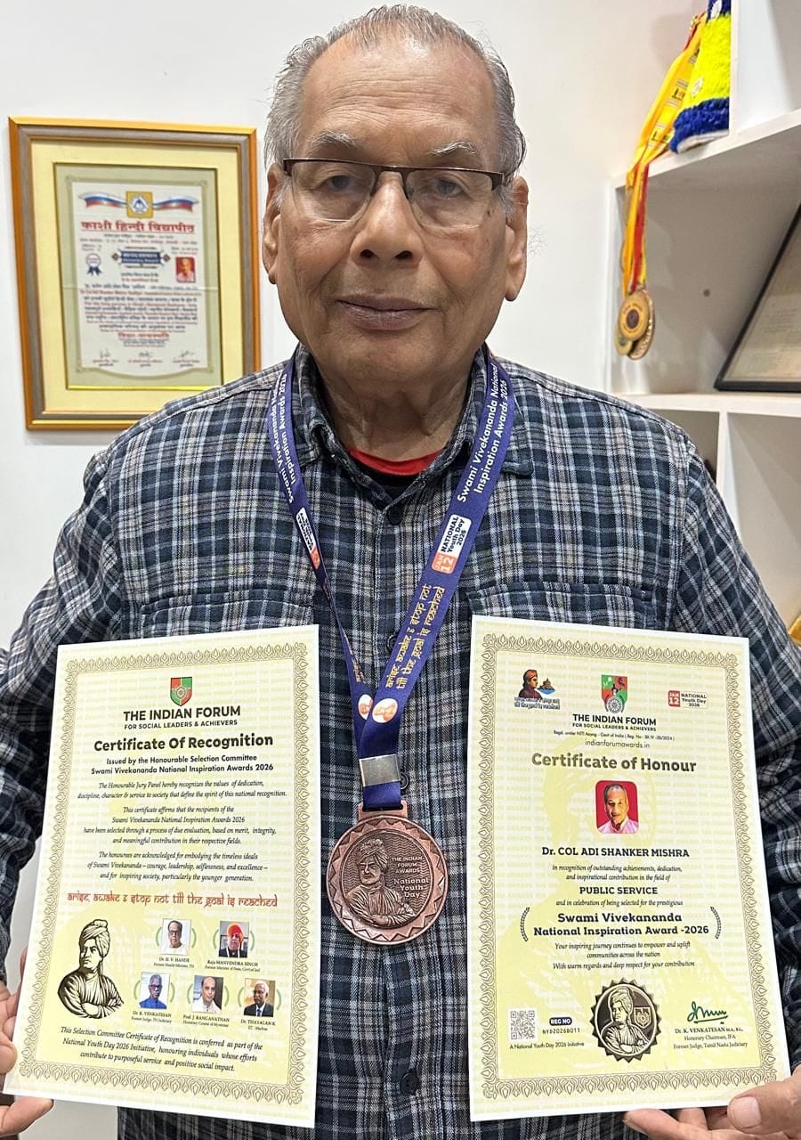 Colonel Aditya receives Swami Vivekananda Inspiration Award