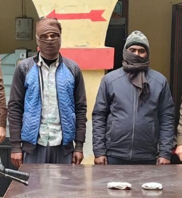 98 grams of smack were recovered, two accused were arrested, and a motorcycle was seized.