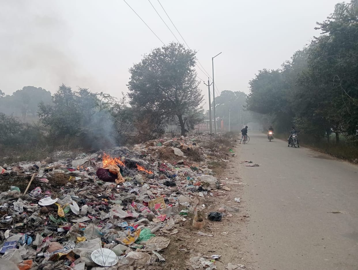 The path leading to the Mangala Devi temple was filled with foul-smelling garbage.