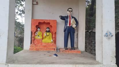 Anti-social elements vandalized Ambedkar's statue, leading to protests by villagers.