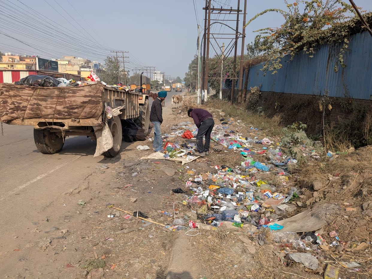 Piles of garbage removed from the streets of Jhadmajri