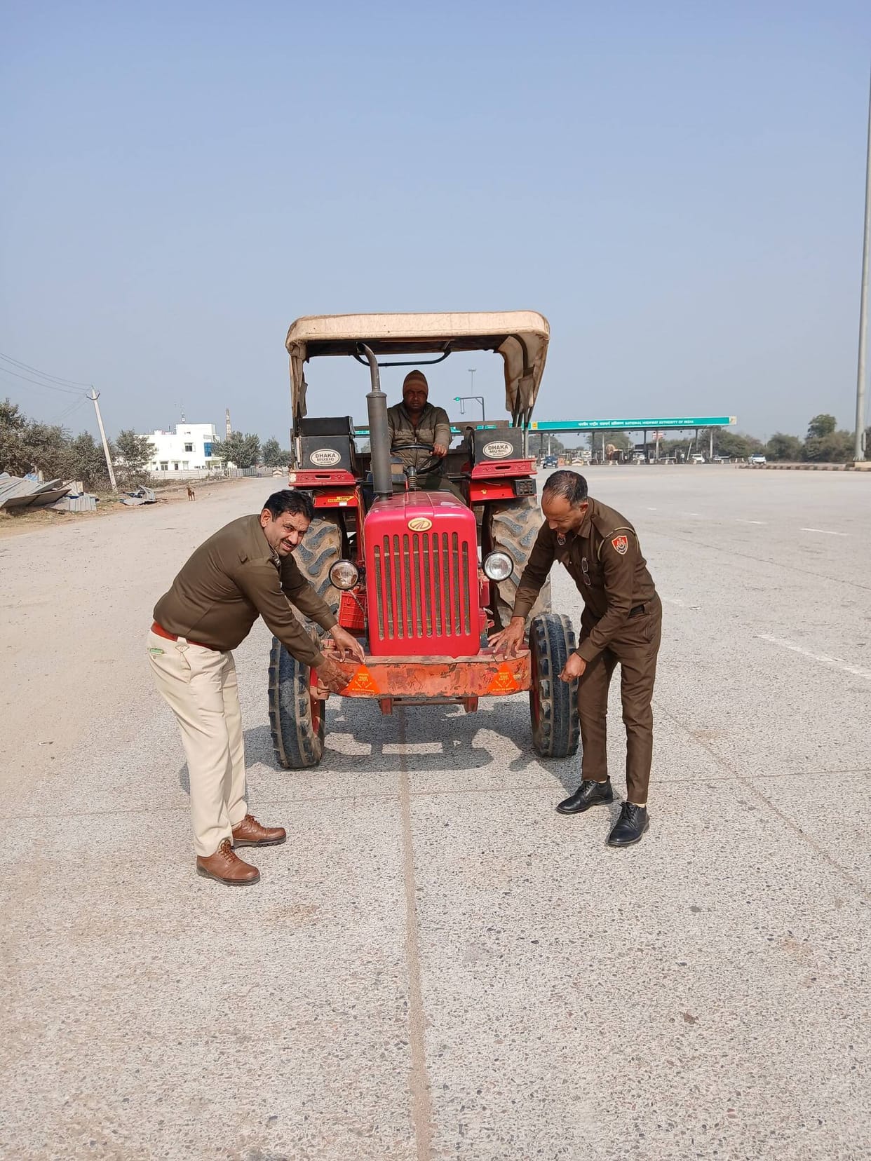 Police have installed reflective tape on vehicles.