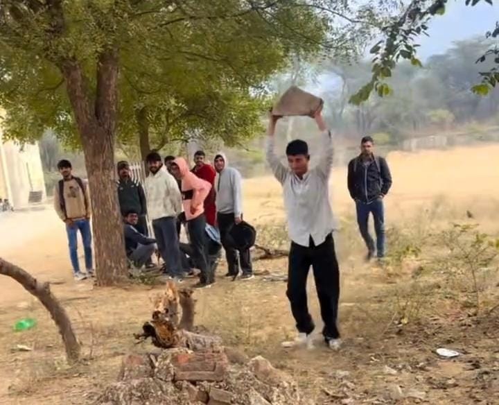 A video of people breaking tree guards installed to protect trees has gone viral.