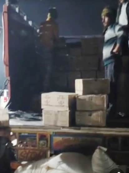 Dausa truck loaded with English liquor  seized on Delhi Mumbai Expressway cartons hidden among sacks of rice