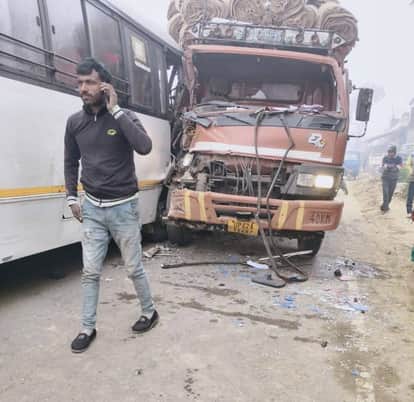 Bus-DCM collides in fog, passengers survive