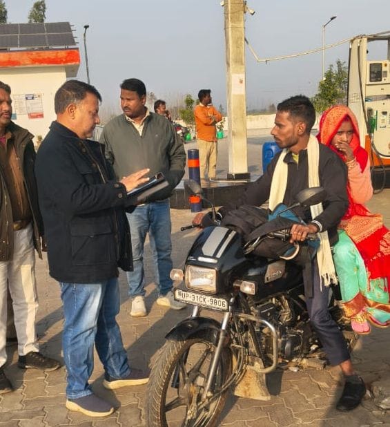 45 bikes were challaned under the 'No Helmet No Fuel' scheme