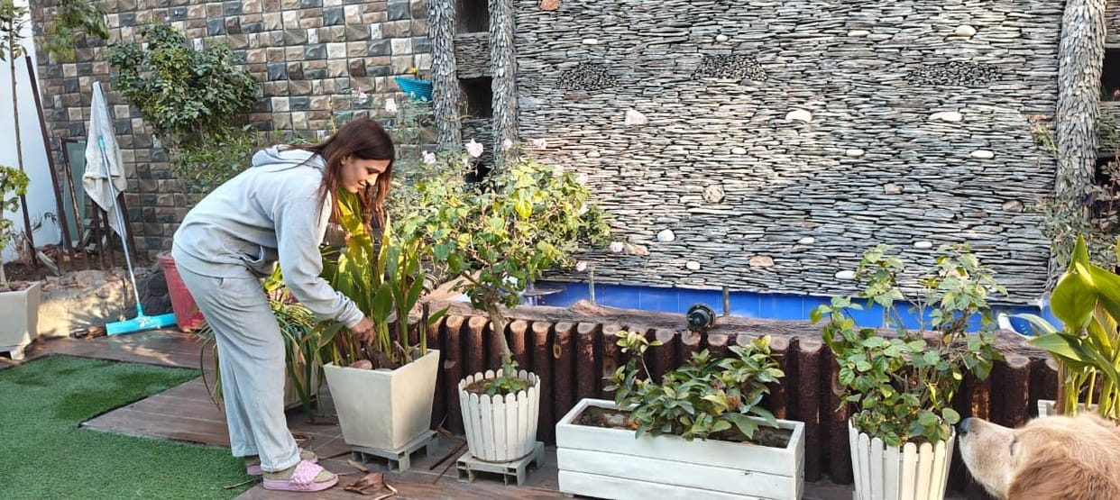 Dr. Rajneesh has filled his home with the fragrant scents of flowering and medicinal plants from his garden.