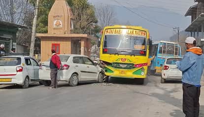 A car and a private bus collided in Mauhal, but no casualties were reported.