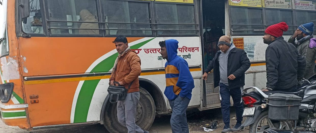 As evening falls, the wheels of the municipal buses come to a halt.