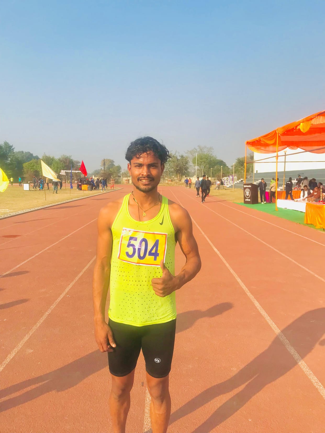 Sumit of Meerut won the silver medal in the 100 meter race.