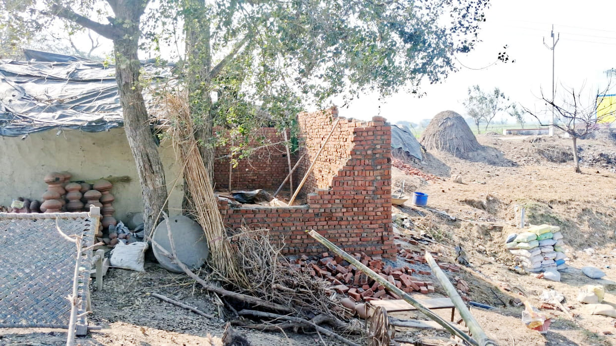 Villagers protested, alleging encroachment on the pond.