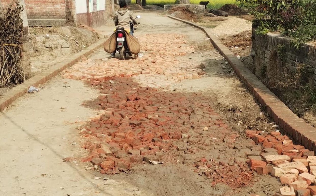 Villagers are angry over poor road construction and have demanded an investigation from the administration.