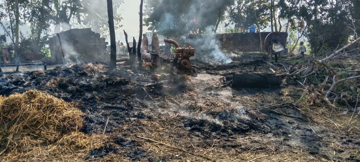 A fire in a shed killed 50 cattle, and a farmer was also burned while trying to save them