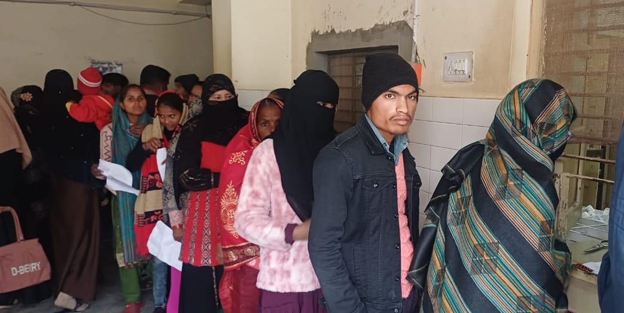 There was a large crowd of patients with cold, cough, and fever.