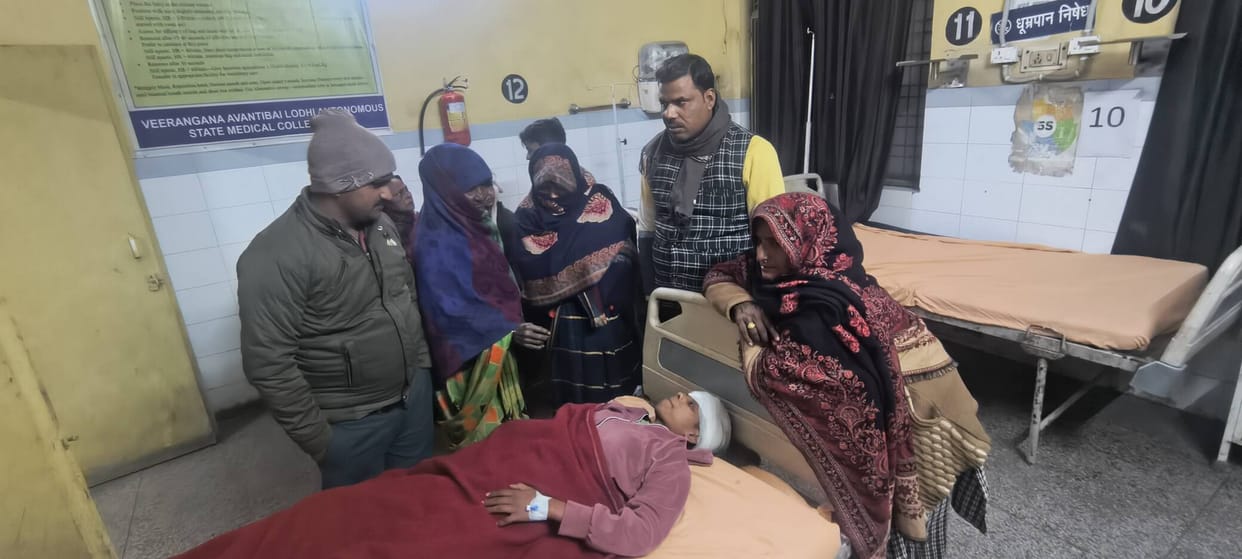 Two children riding an e-rickshaw died and two were injured after being hit by a loader.