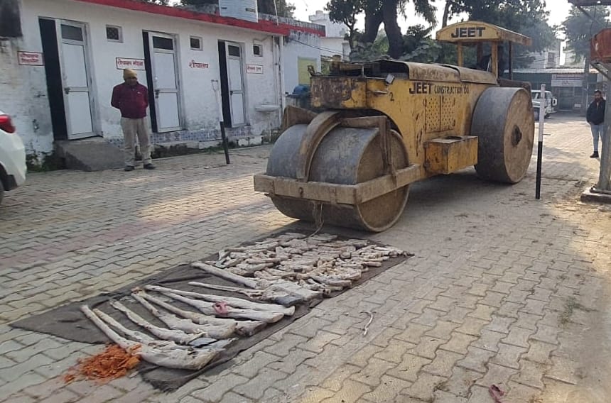 The weapons in the warehouse were destroyed by running a bulldozer.