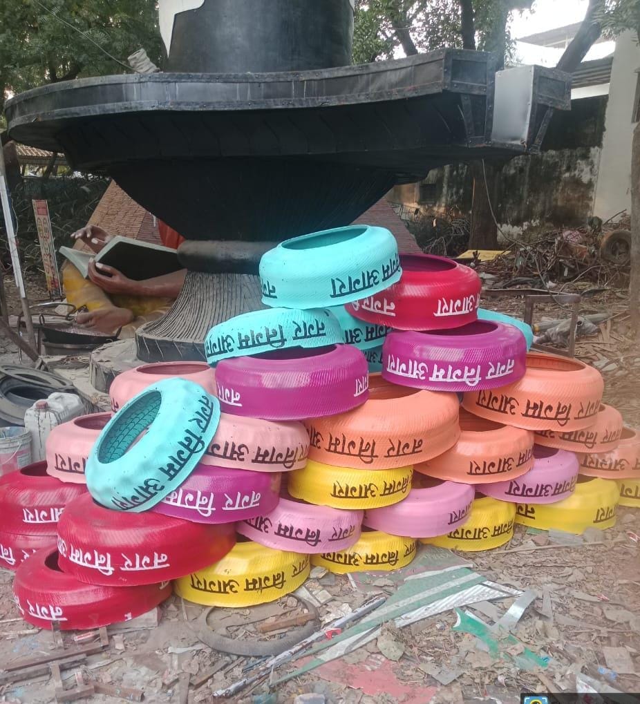 The corporation has made dog beds for stray dogs.