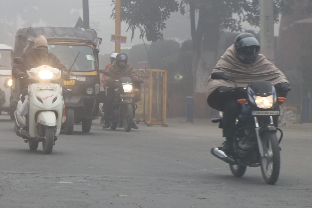 People shivered in the biting cold