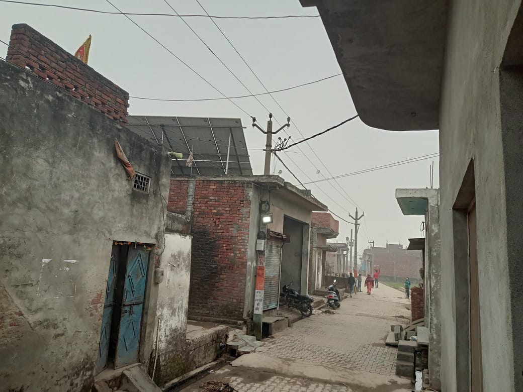 High tension line passing over houses, danger of accident