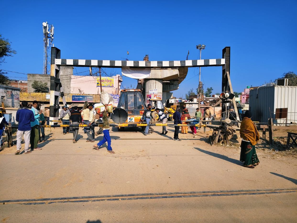 ROB construction begins, Pitambarapur railway gate closed
