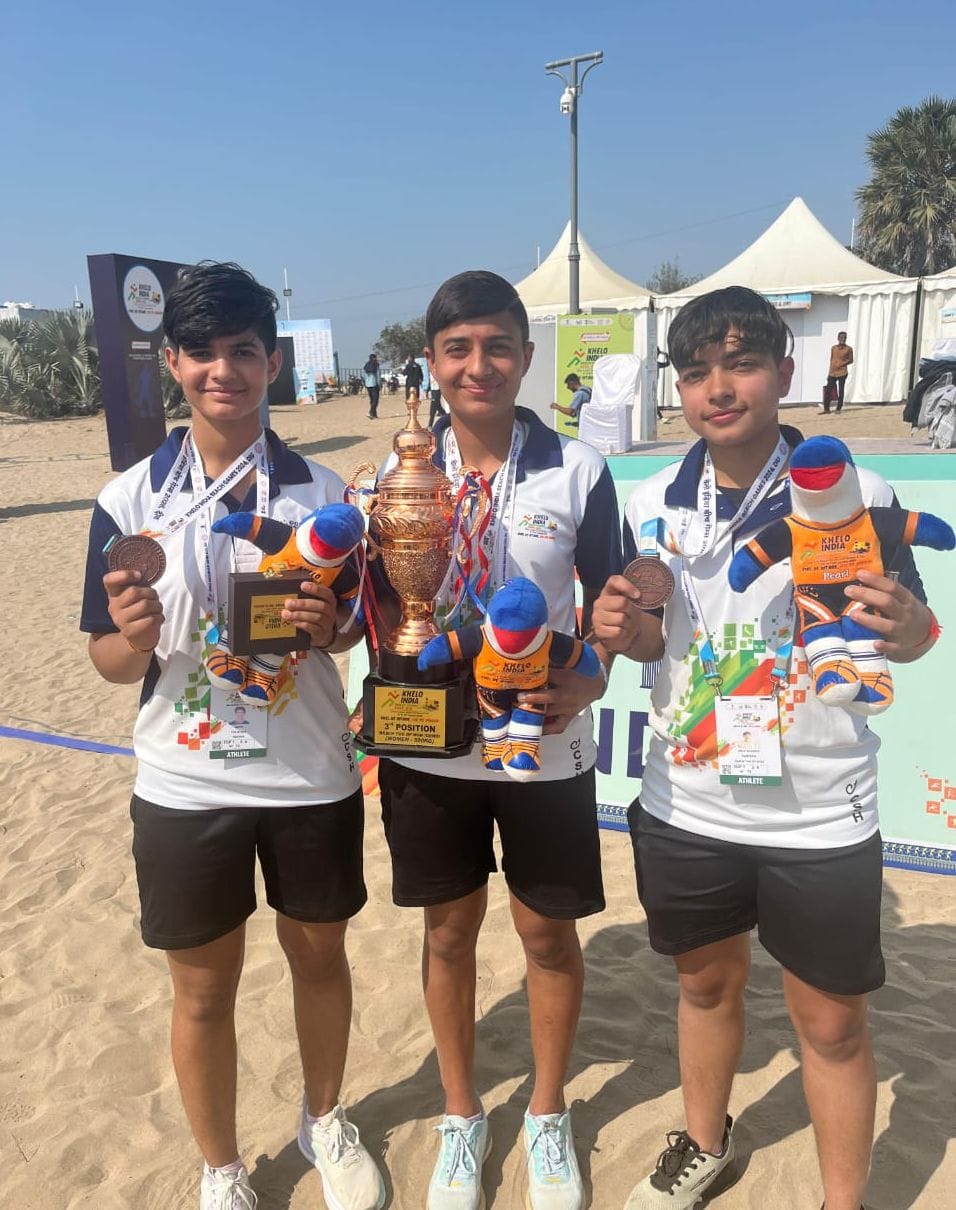 Female students win silver medal at Khelo India Games.