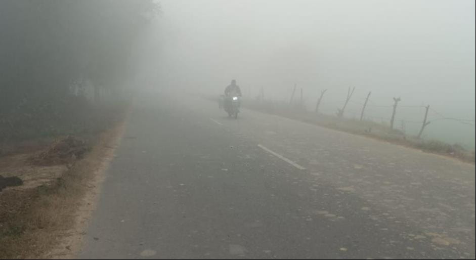 People shivered due to dense fog and strong westerly wind.