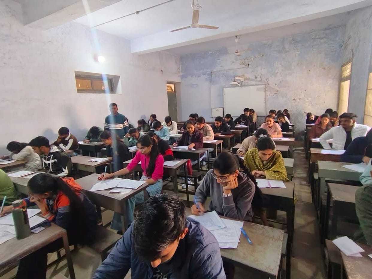 Students busy completing the even semester syllabus