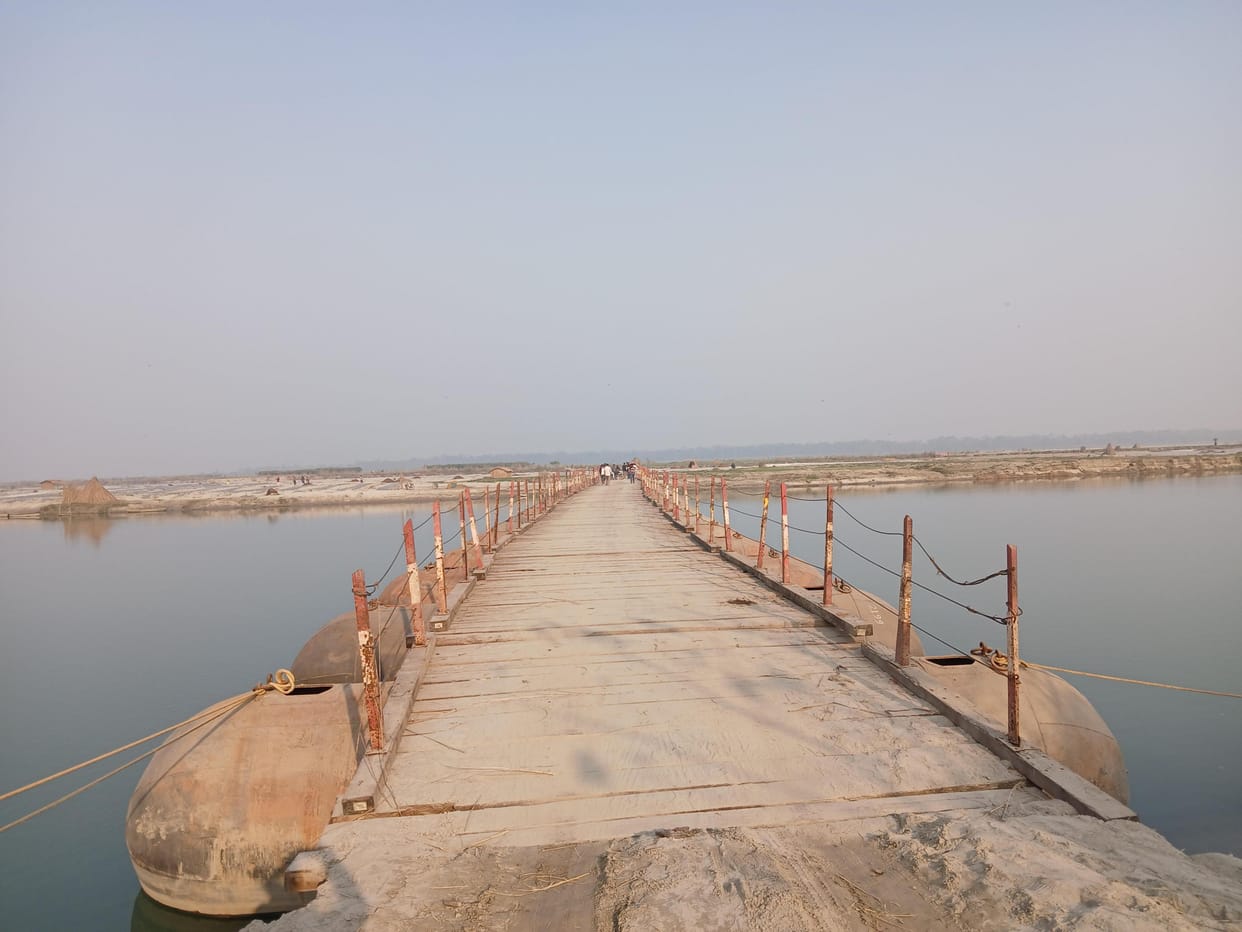200 meter pontoon bridge work completed at Kaudiyala Ghat