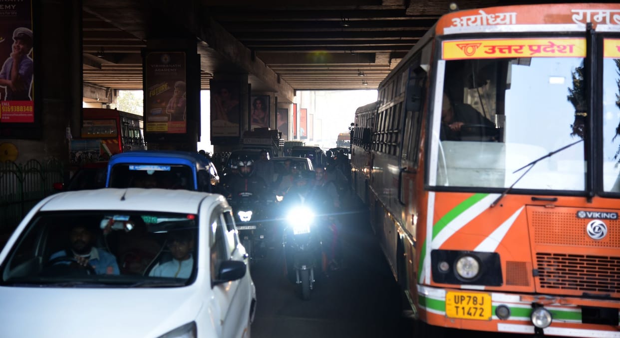 Bus station empty... jam prevails as buses do not move
