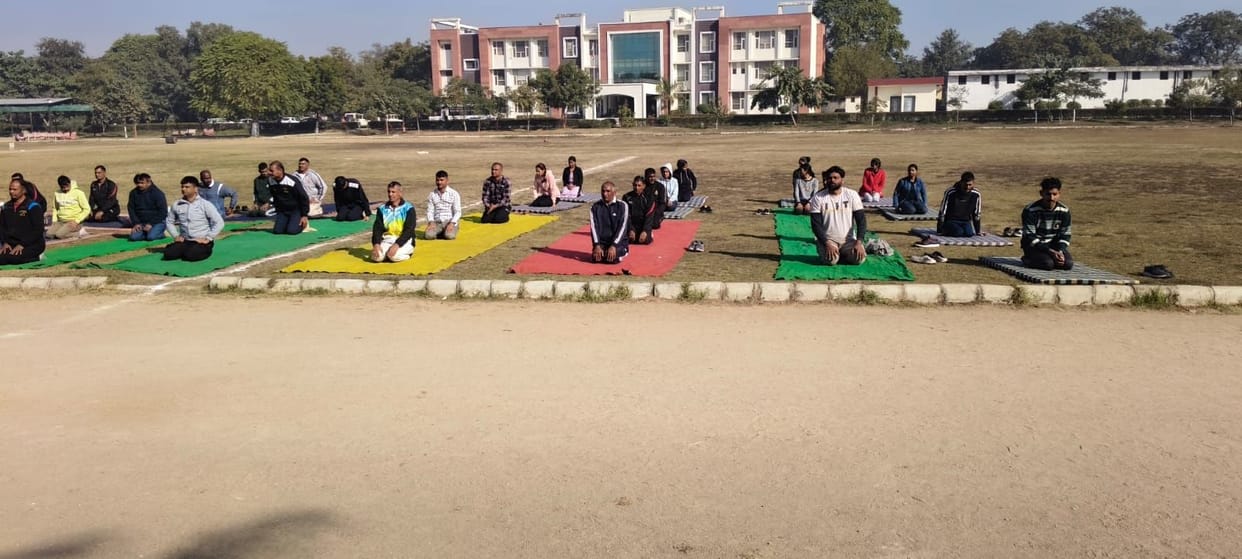 A yoga session was organized at the police lines.