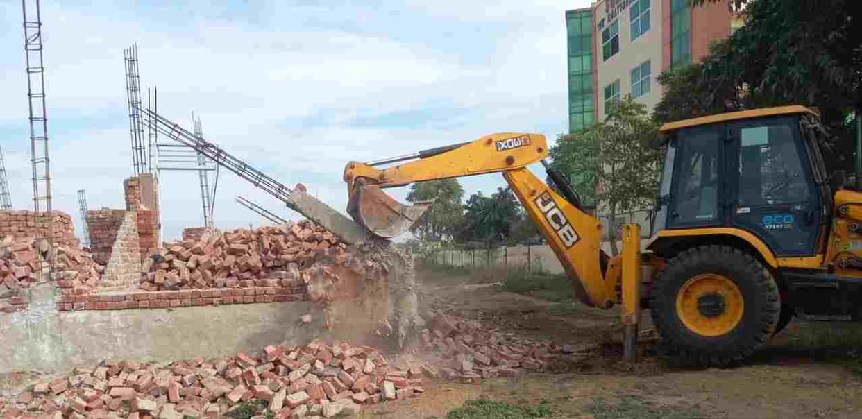 Demolished construction in illegal colony