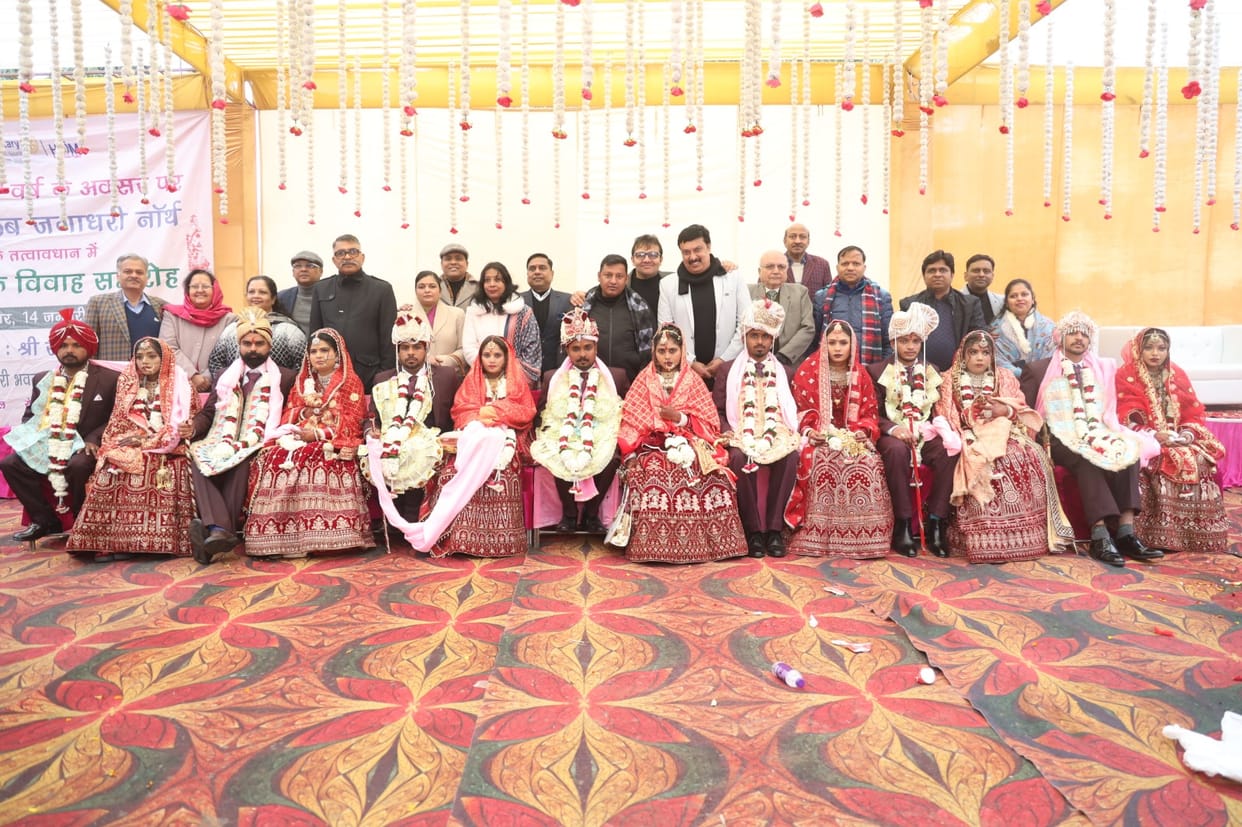 A mass wedding was organized for seven girls