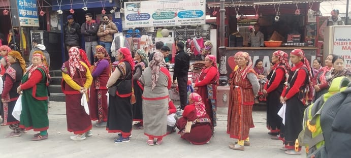 Women stood waiting for hours in the cold for Mahanati