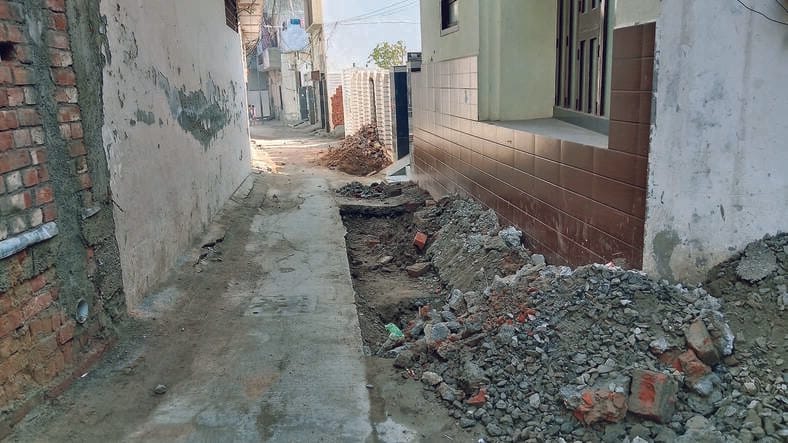 The dug pit was not filled after repairing the drinking water line