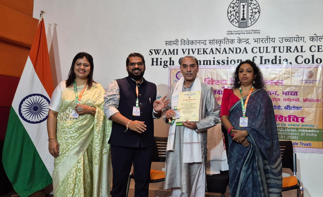 Dr. Ashok was honored with the Hindi Gaurav Samman in Sri Lanka.