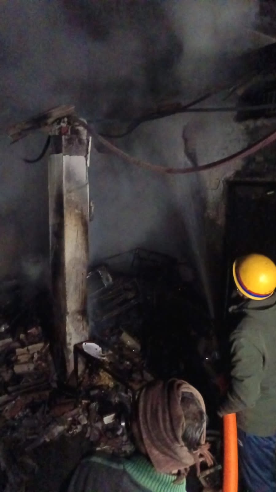 A massive fire broke out in a house, a child was trapped, and people were frightened by the loud explosion