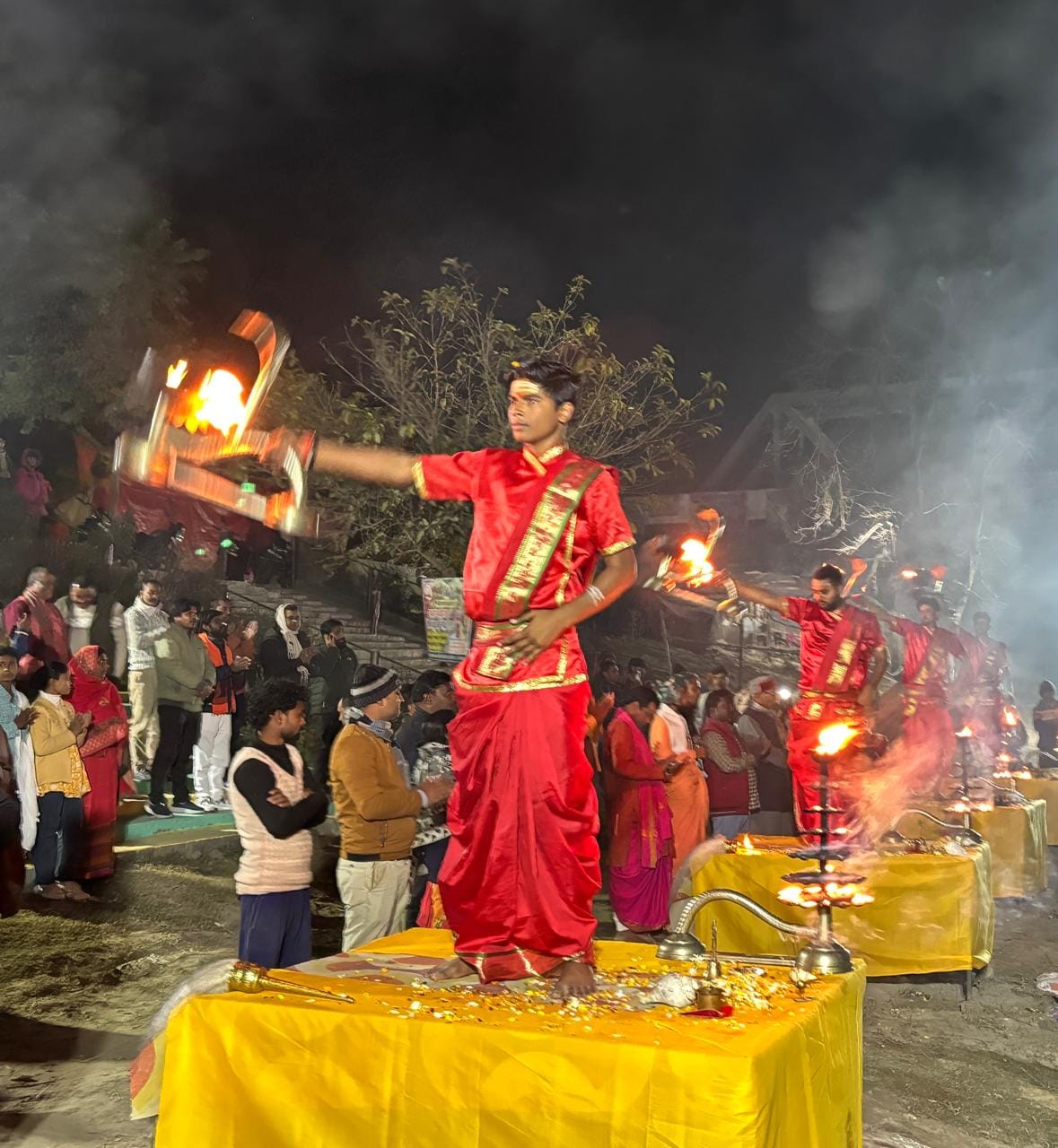 The social Kumbh Mela began with the installation of the sacred pot.