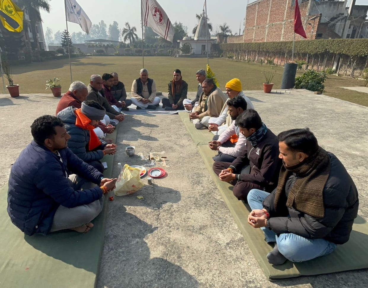 Bhoomi Pujan was done for the Hindu conference.