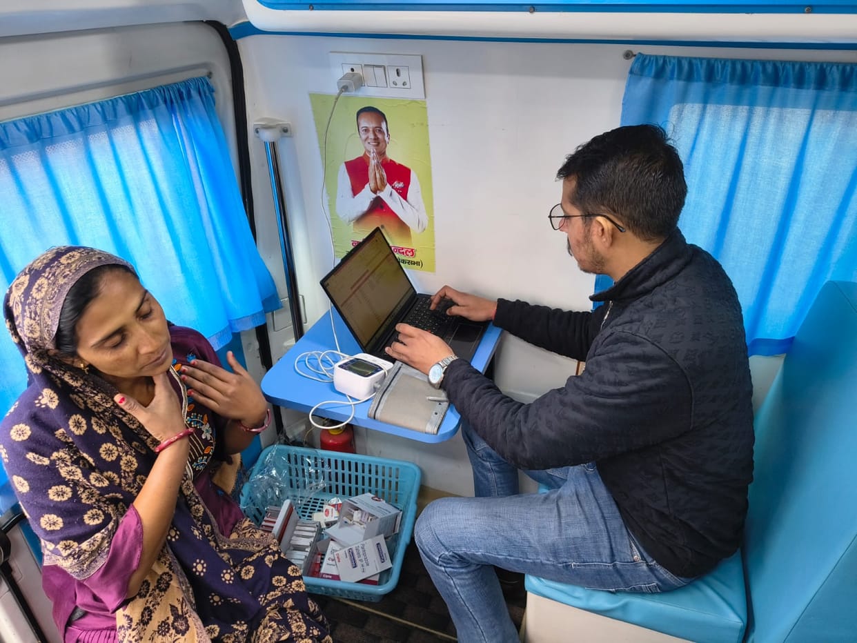 Health of 198 people was checked in free health camps in Tangauli and Bodha.