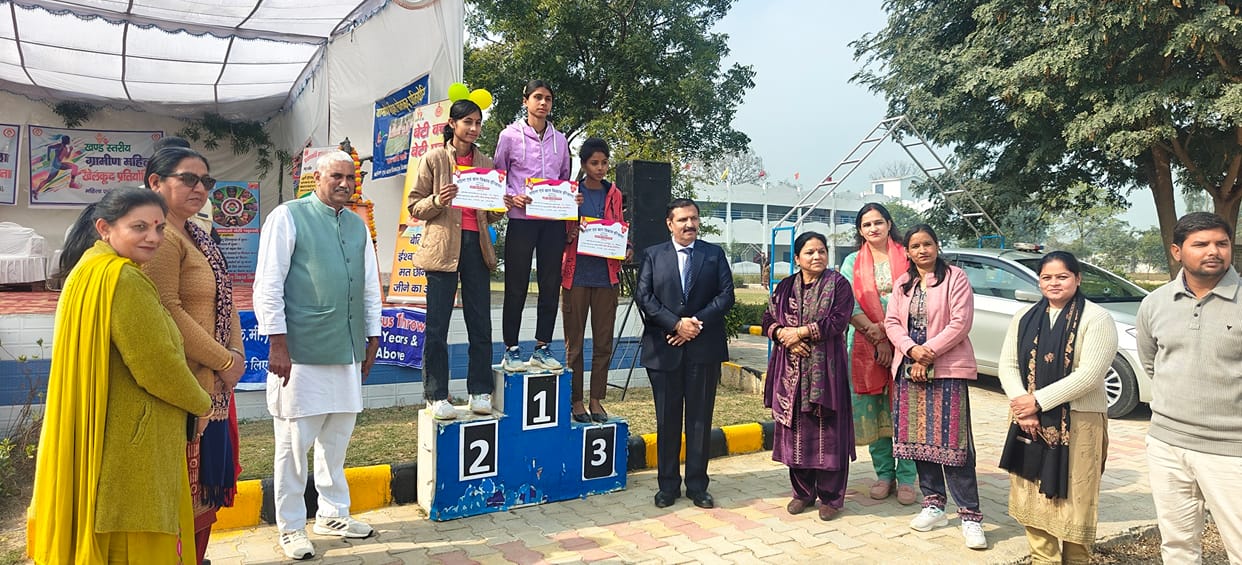 Krishna of Badhra block got first place in the musical chair competition